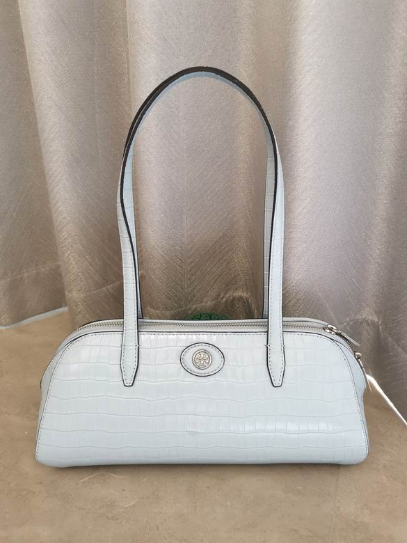 Tory Burch Bowling Shoulder Bag in Pale Blue Croc-Embossed Leather