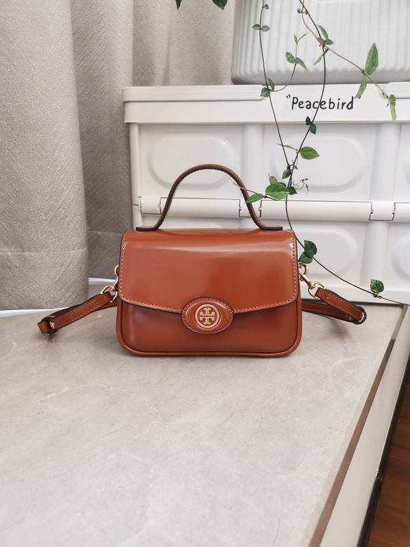 Tory Burch Robinson Mini Top-Handle Crossbody Bag in Tan Leather
