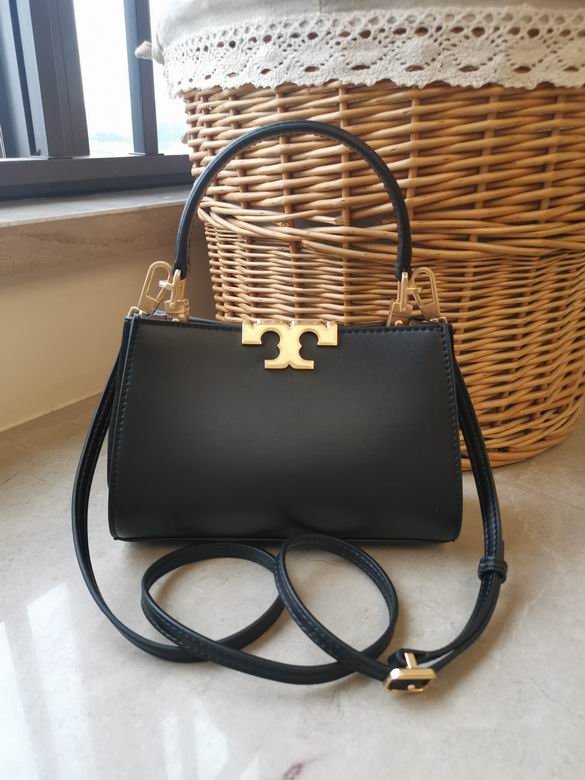 Tory Burch Eleanor Small Top-Handle Crossbody Bag in Black Leather