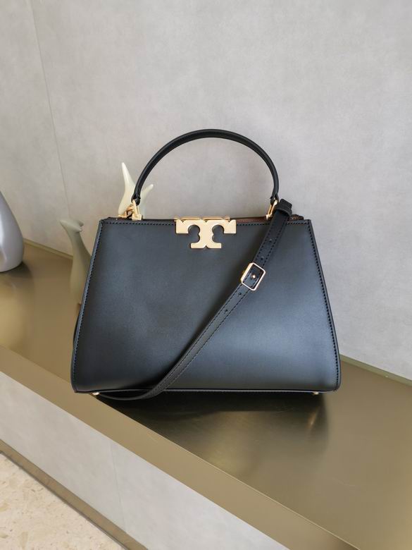 Tory Burch Eleanor Top-Handle Bag in Black Smooth Leather with Gold Logo