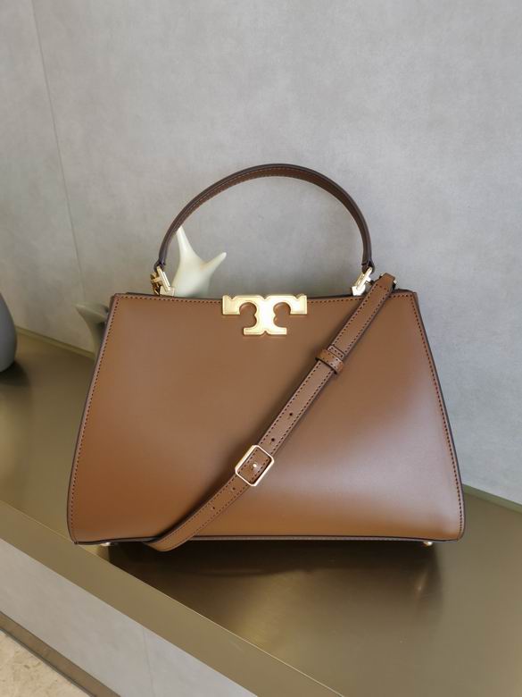 Tory Burch Eleanor Top-Handle Bag with Strap in Brown Smooth Leather