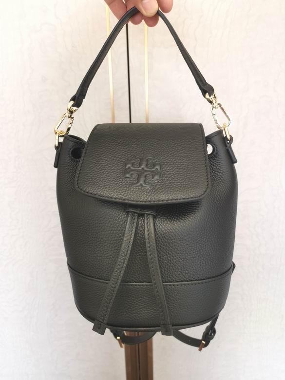 Tory Burch Thea Mini Backpack with Top Handle in Dark Green Pebbled Leather