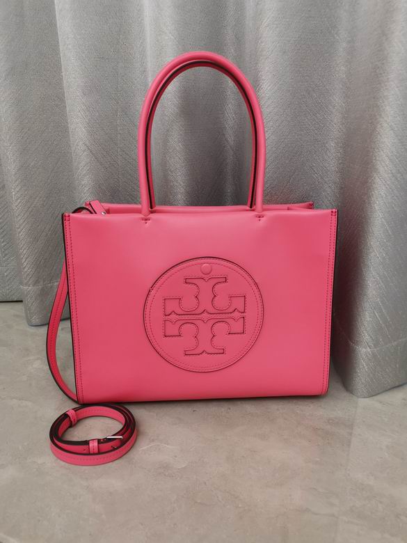 Tory Burch Ella Bio Small Tote Bag in Hot Pink with Crossbody Strap