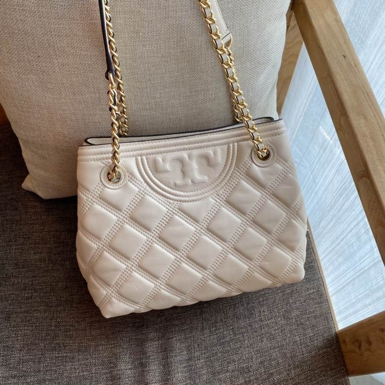Tory Burch Fleming Soft Small Chain Tote Bag in Cream Quilted Leather