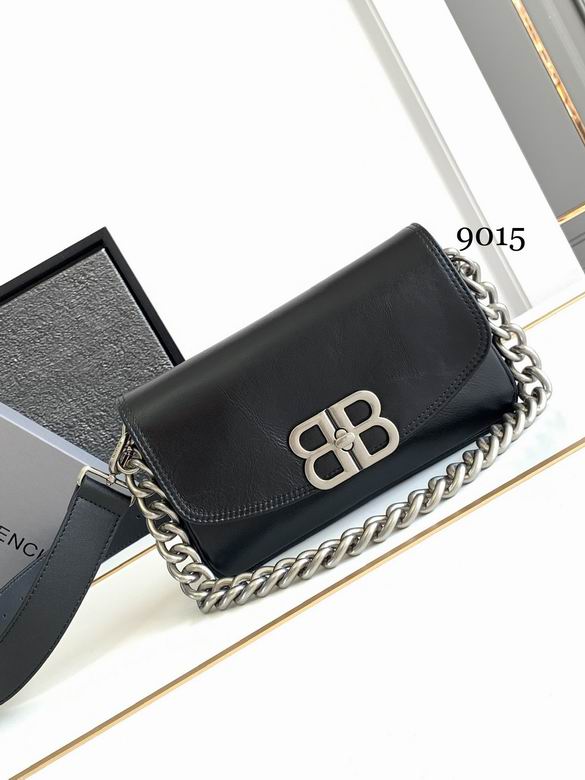 Balenciaga BB Soft Flap Bag with Chain Strap in Black Leather