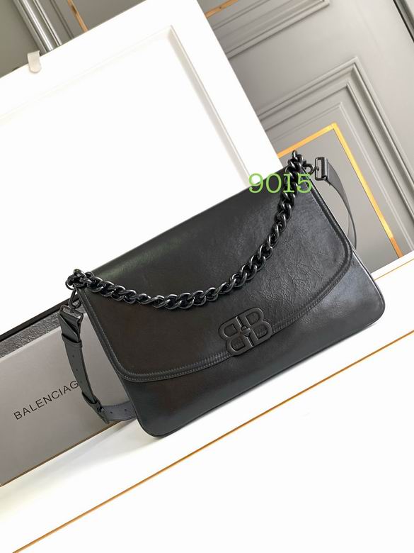 Balenciaga BB Soft Flap Shoulder Bag in Black Leather with Chain Strap