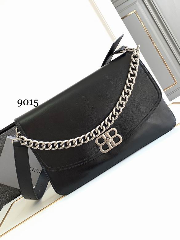 Balenciaga BB Soft Flap Shoulder Bag in Black Leather with Chain Strap