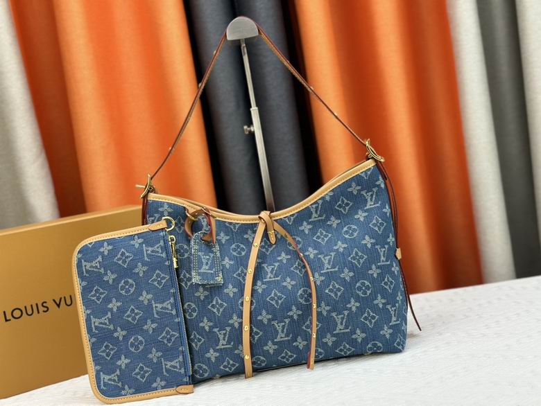 Louis Vuitton CarryAll PM Shoulder Bag in Blue Monogram Denim