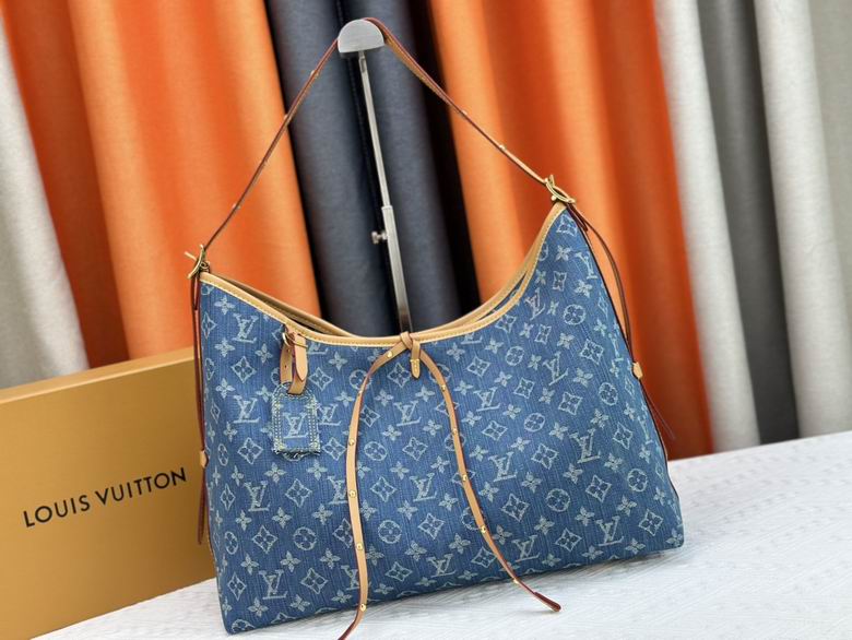 Louis Vuitton CarryAll MM Shoulder Bag in Blue Monogram Denim