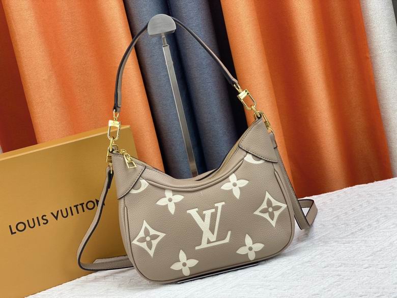 Louis Vuitton Bagatelle Hobo Bag in Grey and Cream Monogram Empreinte Leather