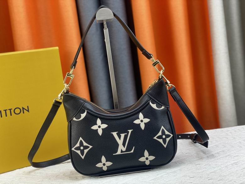 Louis Vuitton Bagatelle Hobo Bag in Black and Cream Monogram Empreinte Leather