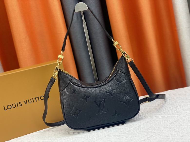 Louis Vuitton Bagatelle Hobo Shoulder Bag in Black Monogram Empreinte Leather