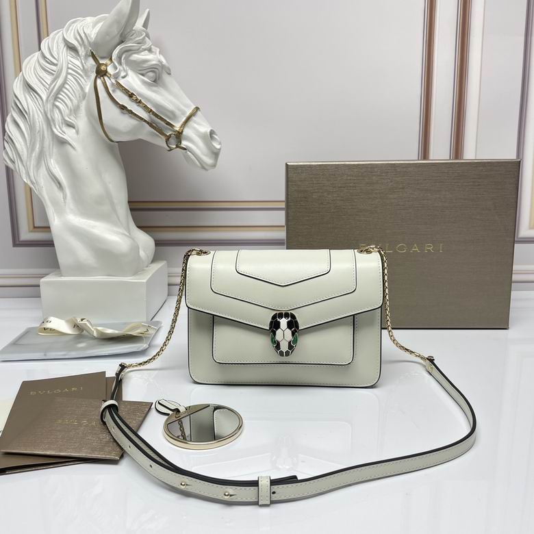 Bulgari Serpenti Forever Small Crossbody Bag in White Calf Leather