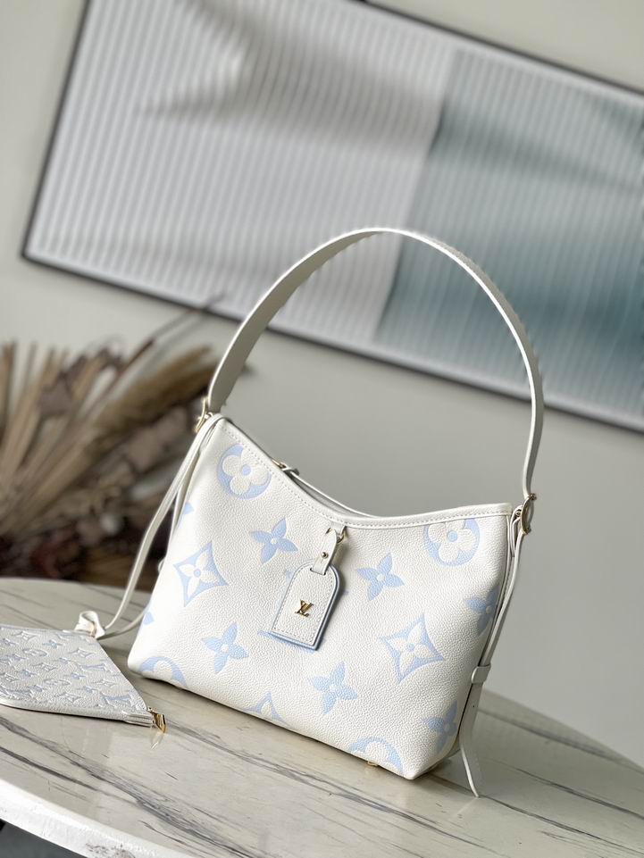Louis Vuitton CarryAll PM Shoulder Bag in Cream and Blue Monogram Empreinte