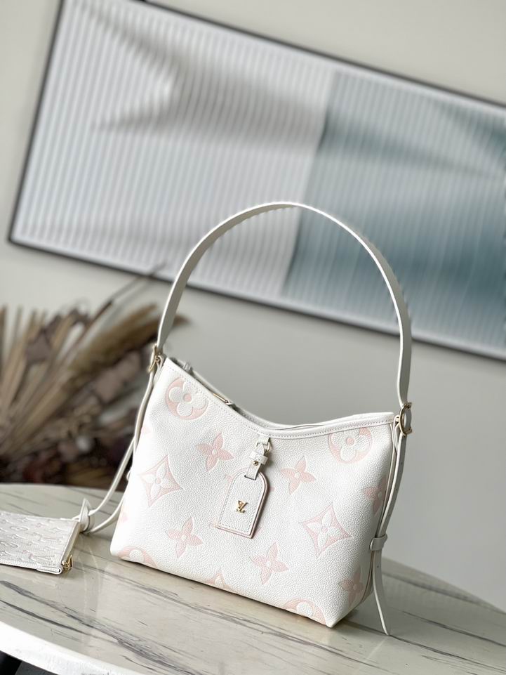 Louis Vuitton CarryAll PM Shoulder Bag in Cream Monogram Empreinte Leather