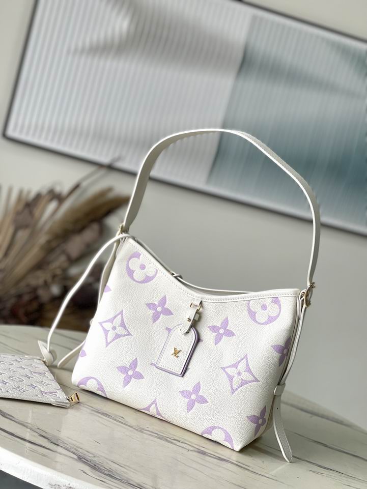 Louis Vuitton CarryAll PM Shoulder Bag in Cream and Lilac Monogram Empreinte