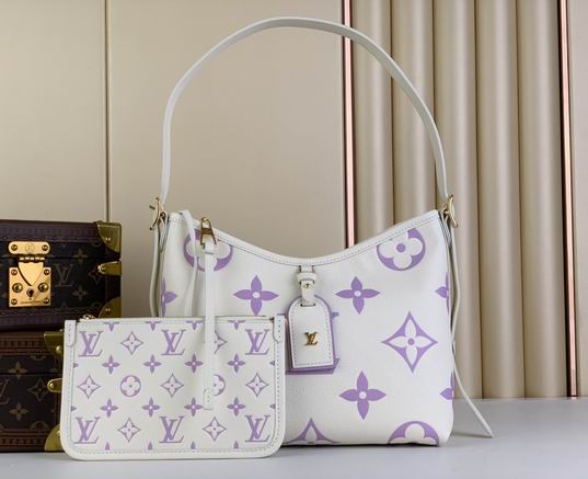 Louis Vuitton CarryAll PM Shoulder Bag in Cream and Lilac Monogram Empreinte