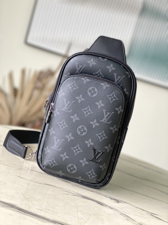 Louis Vuitton Avenue Sling Bag in Monogram Eclipse Canvas, Black and Grey