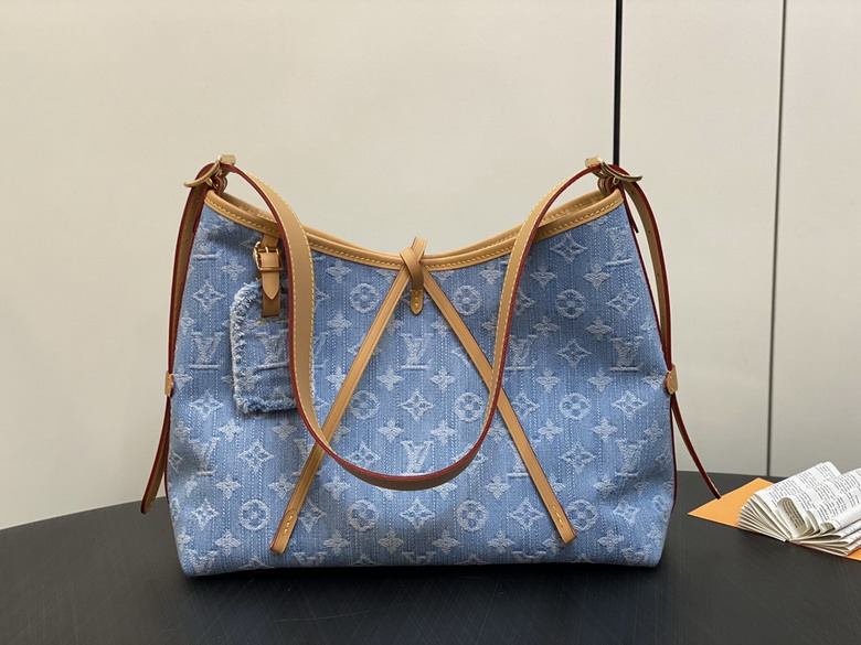 Louis Vuitton CarryAll PM Shoulder Bag in Blue Monogram Denim