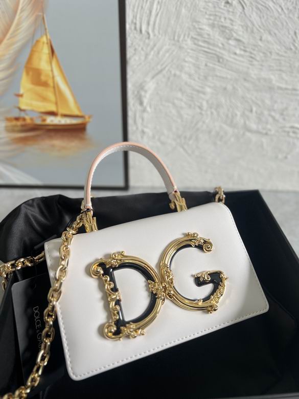 Dolce & Gabbana DG Girls Top-Handle Crossbody Bag in White Leather