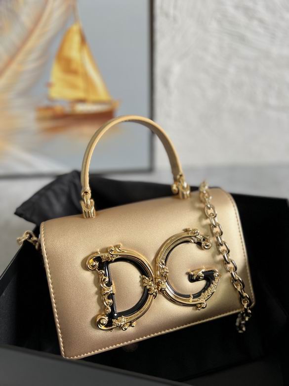 Dolce & Gabbana DG Girls Mini Top-Handle Bag in Gold Leather