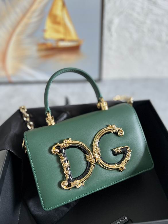 Dolce & Gabbana DG Girls Mini Top-Handle Bag in Green Leather