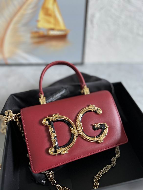 Dolce & Gabbana DG Girls Mini Top-Handle Bag in Burgundy Calfskin Leather