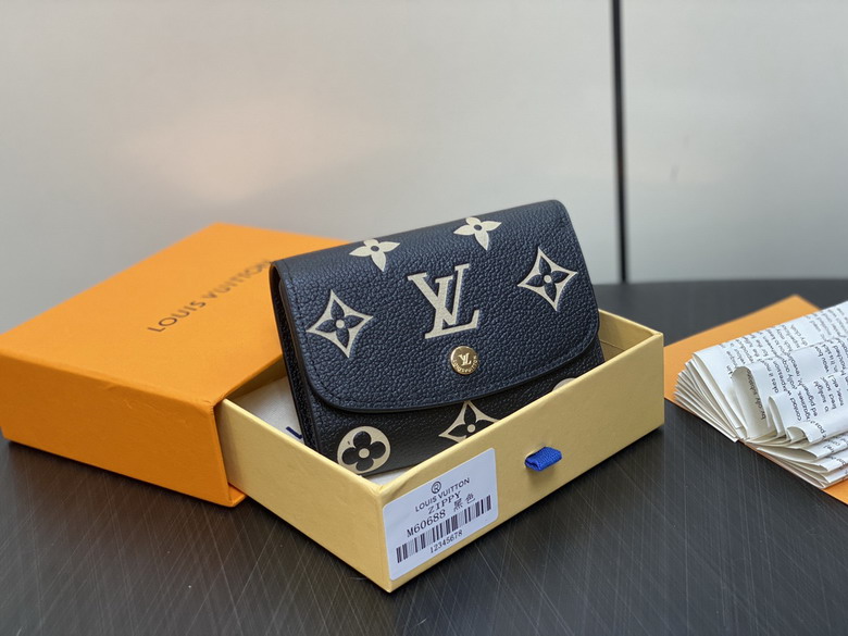 Louis Vuitton Emilie Wallet in Black and Cream Bicolor Monogram Empreinte Leather