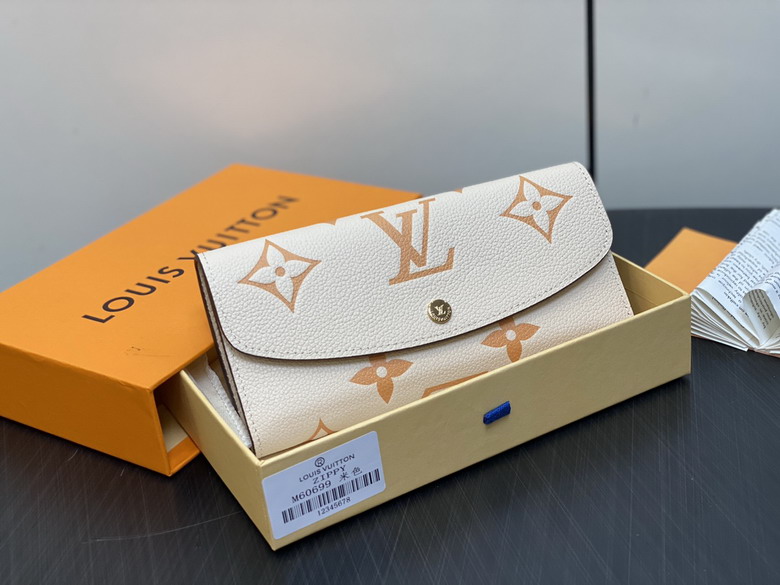 Louis Vuitton Emilie Long Flap Wallet in Cream Monogram Empreinte Leather