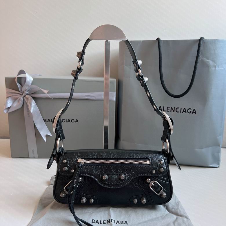 Balenciaga Le Cagole XS Sling Shoulder Bag in Black Crinkled Leather