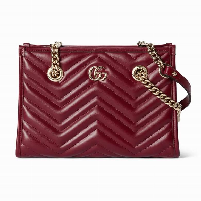 Gucci GG Marmont Small Tote Bag in Burgundy Matelassé Leather