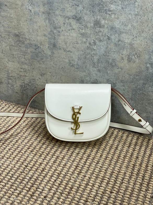 Saint Laurent Kaia Small Crossbody Bag in White Smooth Leather