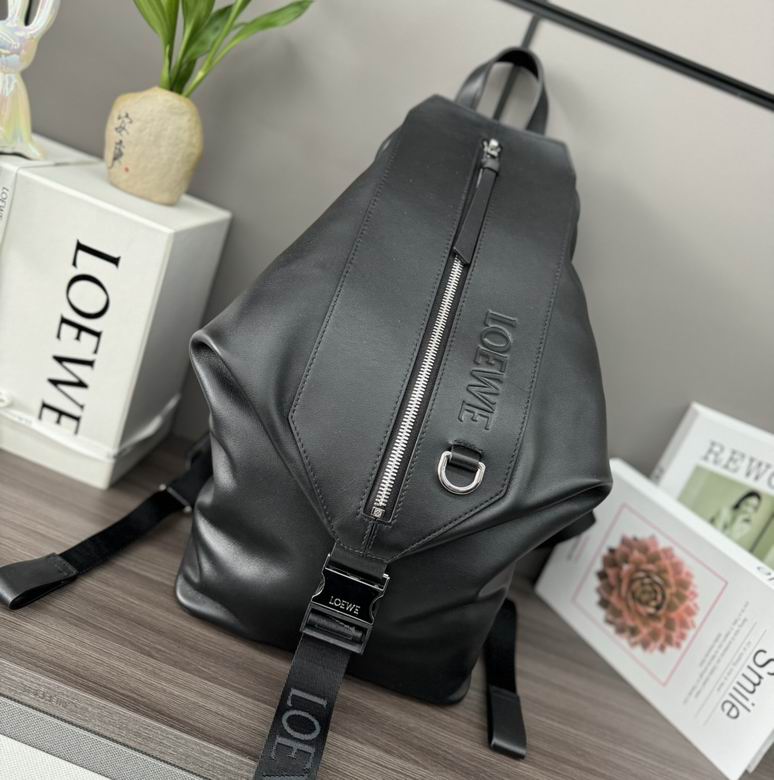 Loewe Convertible Backpack in Black Smooth Calfskin Leather