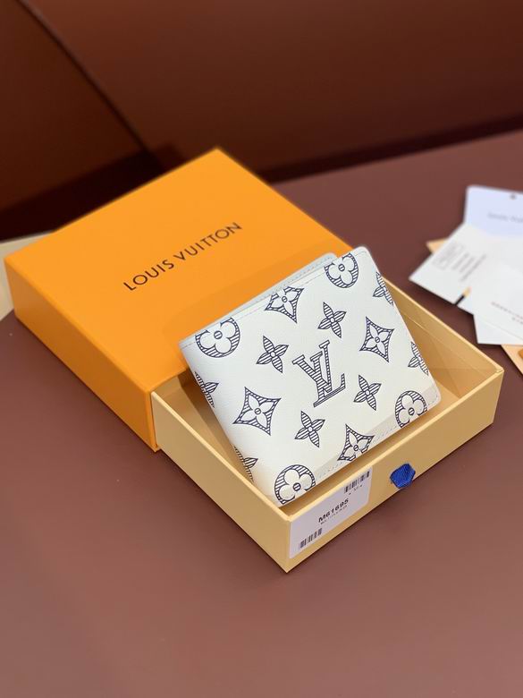 Louis Vuitton Multiple Bifold Wallet in White and Navy Monogram Canvas