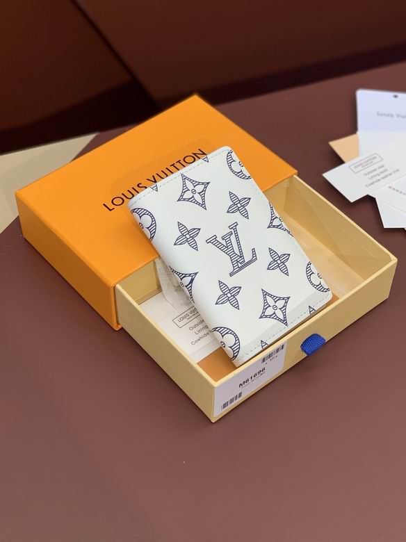 Louis Vuitton Pocket Organizer Card Holder in White and Navy Monogram Print