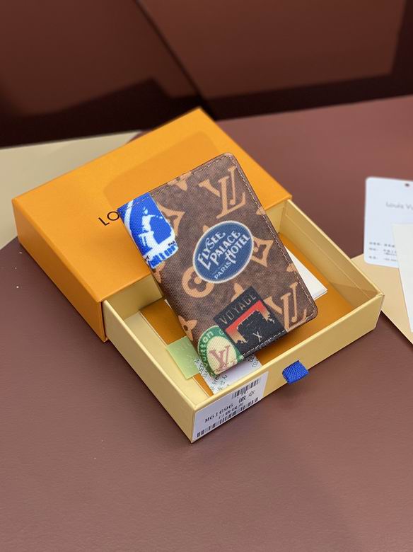 Louis Vuitton Pocket Organizer Card Holder in Monogram Canvas with Travel Stickers