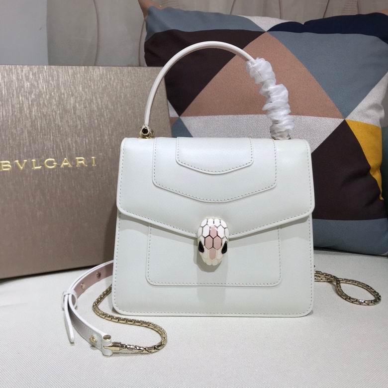 Bulgari Serpenti Forever Top-Handle Crossbody Bag in White Calf Leather