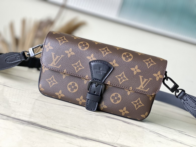 Louis Vuitton Montsouris Messenger Crossbody Bag in Monogram Macassar Canvas