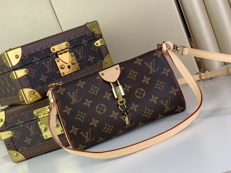 Louis Vuitton Tirette Monogram Canvas Shoulder Bag with Padlock Charm