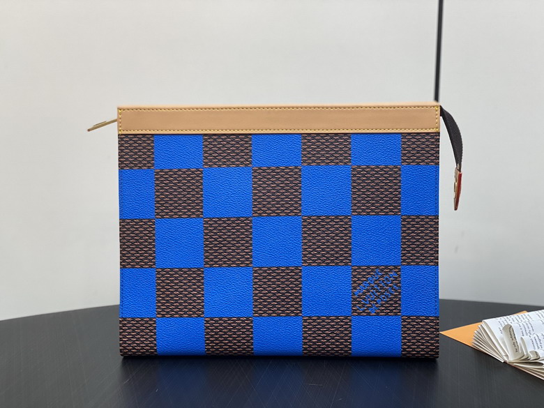 Louis Vuitton Pochette Voyage MM Zip Pouch in Blue Damier Pop Canvas