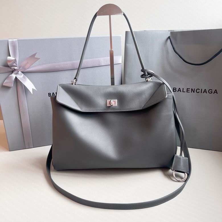 Balenciaga Rodeo Medium Top-Handle Bag in Grey Smooth Leather