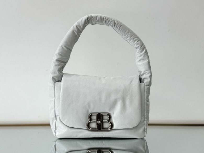 Balenciaga Monaco Small Puffy Shoulder Bag in White Padded Leather