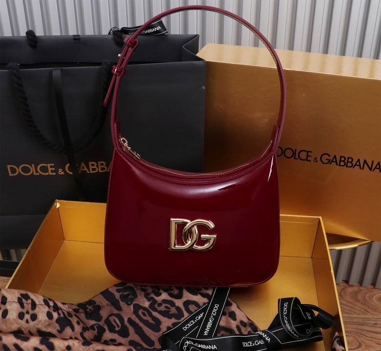 Dolce & Gabbana 3.5 Shoulder Hobo Bag in Burgundy Patent Leather