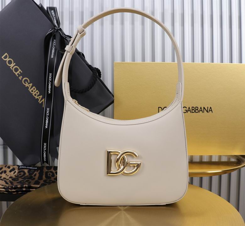 Dolce & Gabbana 3.5 Hobo Shoulder Bag in Cream Smooth Leather