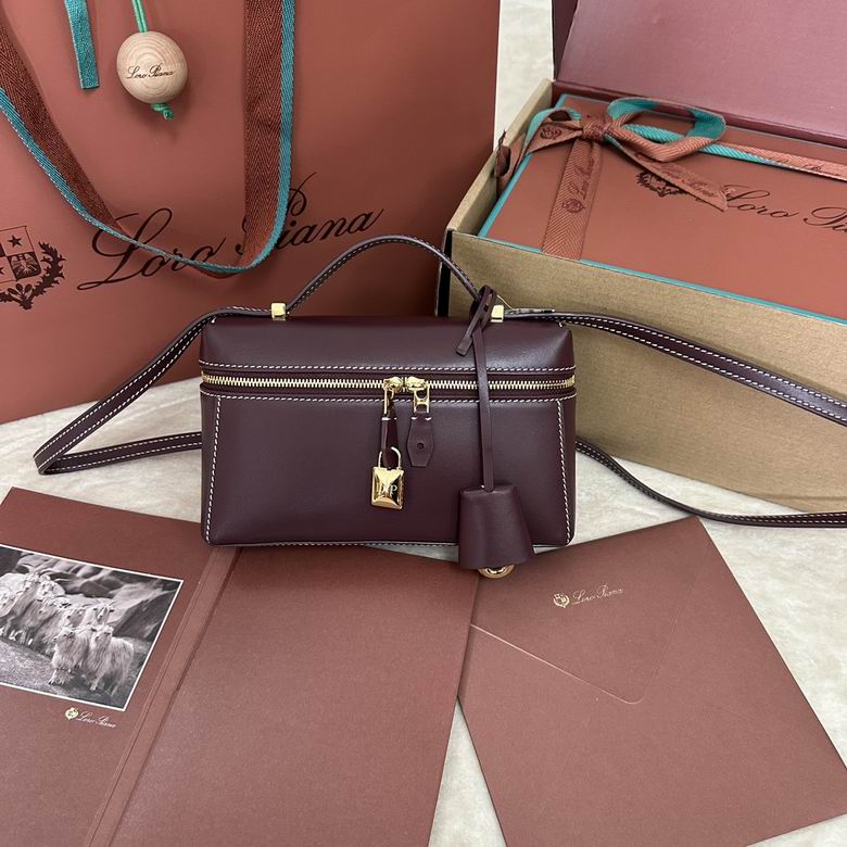 Loro Piana Extra Bag L19 Top-Handle Crossbody in Burgundy Leather