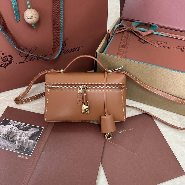 Loro Piana Extra Bag L19 Top-Handle Crossbody in Tan Smooth Leather