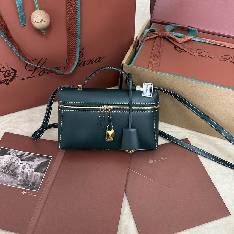 Loro Piana Extra Bag L19 Top-Handle Crossbody in Dark Green Leather