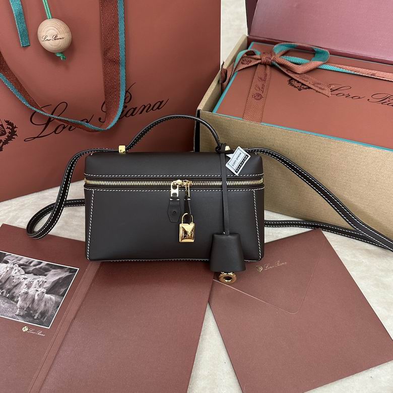 Loro Piana Extra Bag L19 Top-Handle Crossbody in Dark Brown Leather