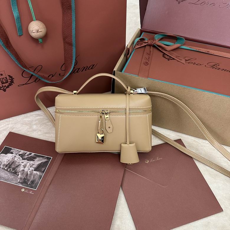 Loro Piana Extra Bag L19 Top-Handle Crossbody in Beige Smooth Leather
