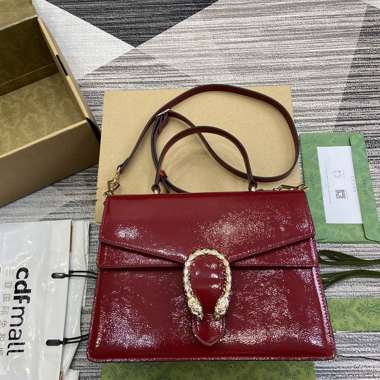 Gucci Dionysus Top-Handle Shoulder Bag in Burgundy Patent Leather